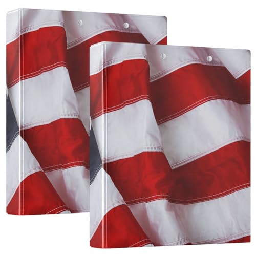 Image of 3 Ring Binder North American Bald Eagle Flag 1.5 inch Binders Three Ring Binders with Clipboard Fit 8.5'' x 11'' Paper 3 Interior PVC Clear Pockets for Office Supplies