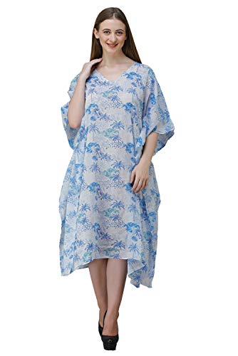 Image of RAVI RAJORIA Georgette Digital Printed Beach Wear Kaftan Blue Free Size R800 | Multi Color 2