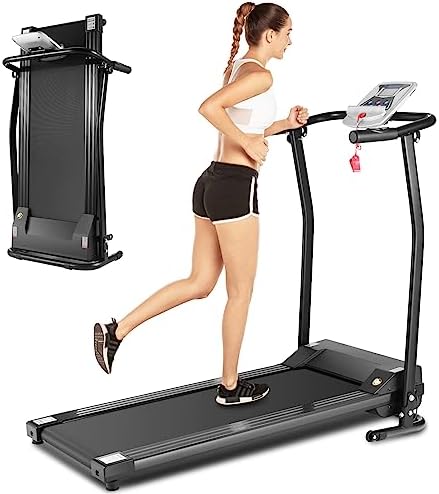 Folding Treadmill for Small Spaces, Ultra-Quiet Electric Portable Exercise Walking Machine for Home with Tablet Holder & LCD Screen