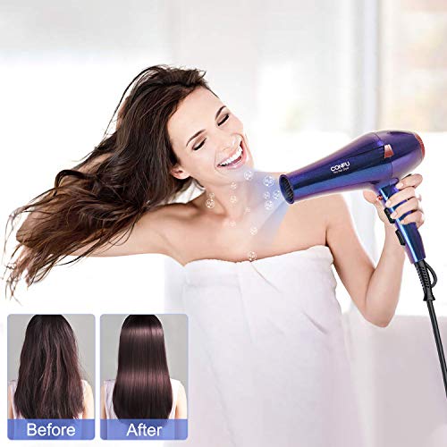 Confu Professional Hair Dryer, Compact Blow Dryer, Negative Ionic Hair Dryer With Diffuser And Concentrator, For Quick Drying, Etl Certified, Purple #TOP5