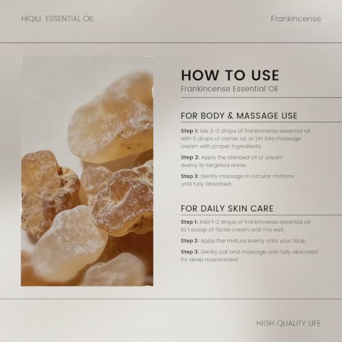 Image of HIQILI 30ML Frankincense Essential Oil, Relaxing, Skin Care, Camp Atmosphere Creation, Can be Added to Body Lotions, Creams, Aromatherapy Use - 1 Fl Oz