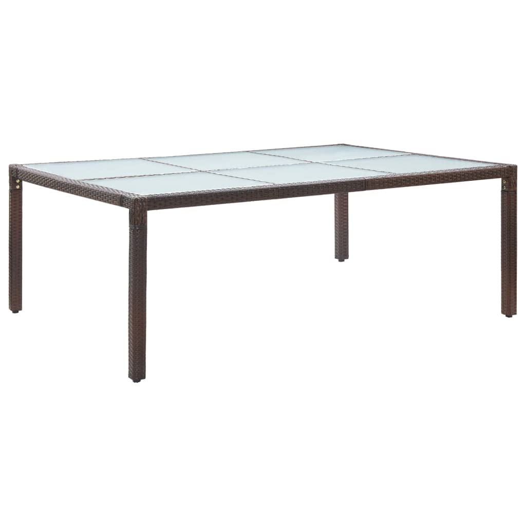 Stół ogrodowy brązowy 200 x 150 x 74 cm polirattanowy | Stalowy stelaż ze szklanym blatem, odporny na warunki atmosferyczne, lekka konstrukcja, łatwy w pielęgnacji
