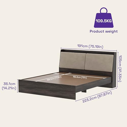 Image of Wakefit Bed | 3 Yr Warranty | King Size Bed, Non-Storage, Foam-Cushioned Upholstery Headboard, Density: 680-750 kg /m,Termite & Borer Resistant, Fits Mattresses Up to 8 Inches (Mars 78 x 72 - WM)