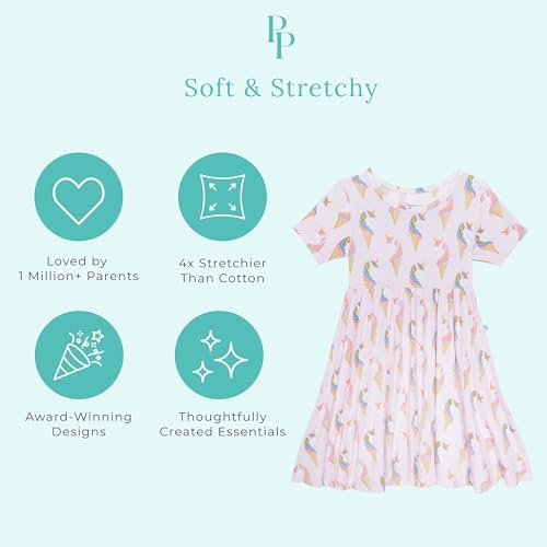 Posh Peanut Girls Dresses – Soft Toddler Twirl Dress Made with Viscose from Bamboo – Fall, Spring, Summer Dresses for Girls (2 Years) Unicorn Ice Cream3