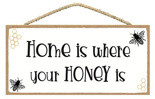 Home is Where Your Honey is - Honey Bee Decor - Bee Kitchen Decor - Bee Decorations for Home - Home Wall Decor Signs - Farmhouse Wall Decor