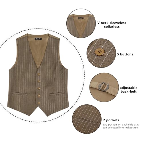 Image of Alizeal Mens Pinstripe Business Vest Formal Fit
