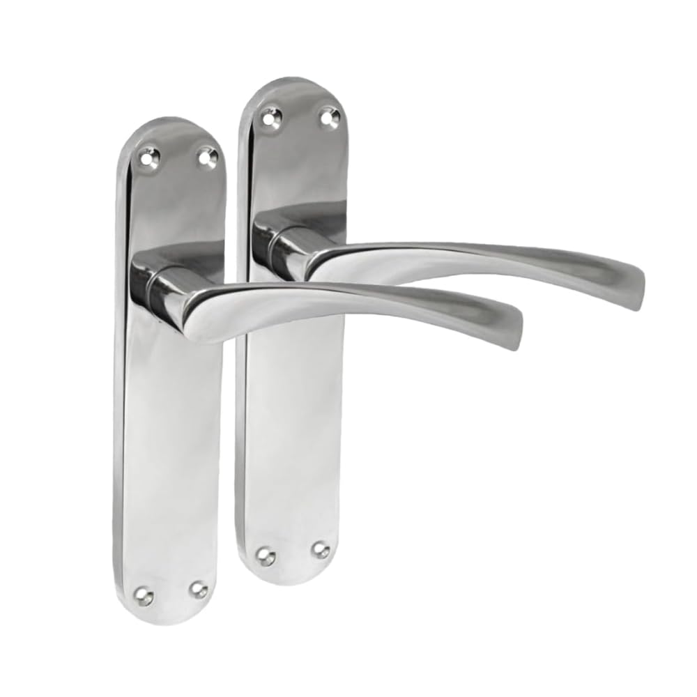 Polished Chrome Twist Door Handle,Interior Latch Lever on Long Back Plate