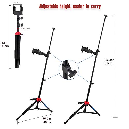 EASTROCK Violin Stand Portable Black Tripod Viola Stand and Height Adjustable with Bows Hook Holder,Automatic Locking Hook & Soft Pad Material(Violin Stand)