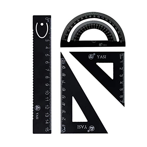 Conjunto de Regla Arquitecta Triangularde 4 Piezas Escala Regla Metalica Juego Reglas Escolares Herramienta de Geometría Matemática Para Arquitectos, Estudiantes Cover