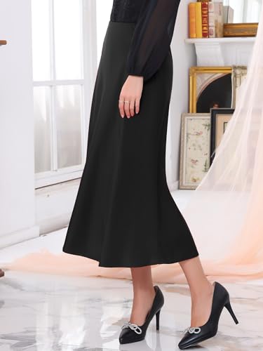 Women's Satin Maxi Skirt High Waist Formal A-Lined Evening Cocktail Mermaid Skirts2