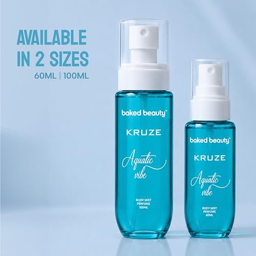 Image of BAKED BEAUTY Kruze Aquatic Vibe Body Mist |Refreshing Long Lasting Fresh Fragrance | Travel-Friendly Perfume Body Spray for Women- 60ml