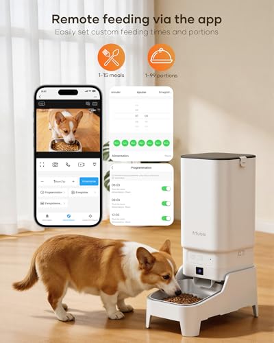 Automatic Cat Feeder with Camera - 7L/29 Cups Auto Dog Feeder with Large Food Tray & 1080P Night Vision, Elevated Bowl, 2-Way Audio, 10s Voice Recording, 5G WiFi Timed Cat Food Dispenser, 1-15 Meals - Image 3
