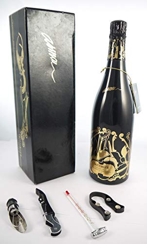 Taittinger Collection 1981 Vintage Champagne Arman Original Box en una caja de madera con cuatro accesorios de vino