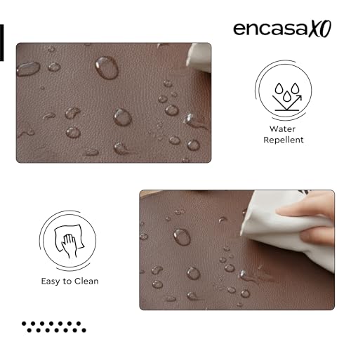 Image of Encasa XO Leather Dining Table Mats Set of 4 | Water Repellent & Heat Resistant Dining Table Mats | Washable & Easy to Clean Placemats for Kitchen Decor - 42x30 cm (Chocolate)