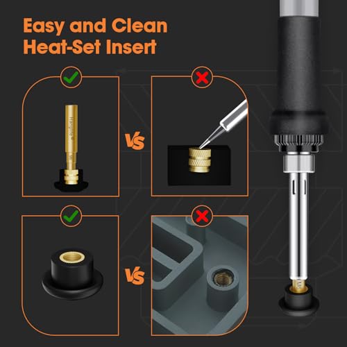 HANGLIFE Soldering Iron Tips for Threaded Inserts M2 M2.5 M3 M4 M5 M6, Heat-Set Insert Tips Compatible with Weller SP40NUS/Hakko FX-888D/900M/T18 Irons- Press Tool for Plastic 3D Printer Components