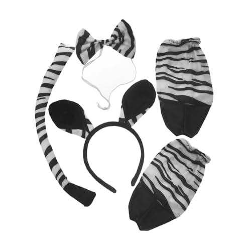 Toyvian Kit de Disfraz de Cebra para Adultos y Diadema con Orejas de Cebra Guantes Negros Corbatín y Accesorios Cómodos y Creativos para Fiestas y Cosplay