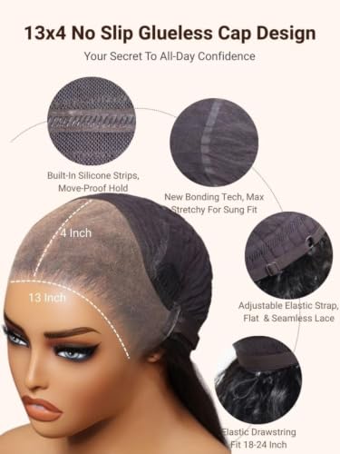 Image of Beauty Forever Bob Wig Human Hair Dark Brown with Honey Blonde Highlights 13x4 HD Lace Glueless Wig,Layered Wavy Short Bob with Drawstring,Pre Cut Plucked Bye Bye Knots,150% Density Ready to Go 12inch