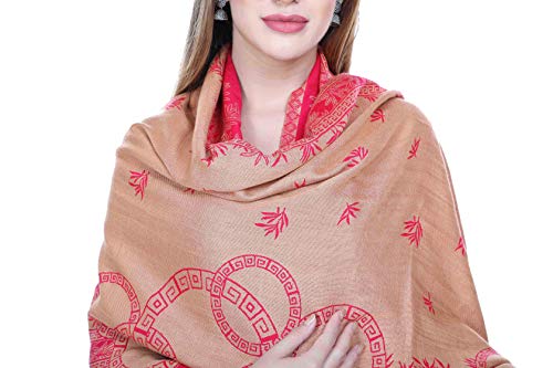 Image of KRITI Paisley Design Woollen Beige Color Shawl For Women
