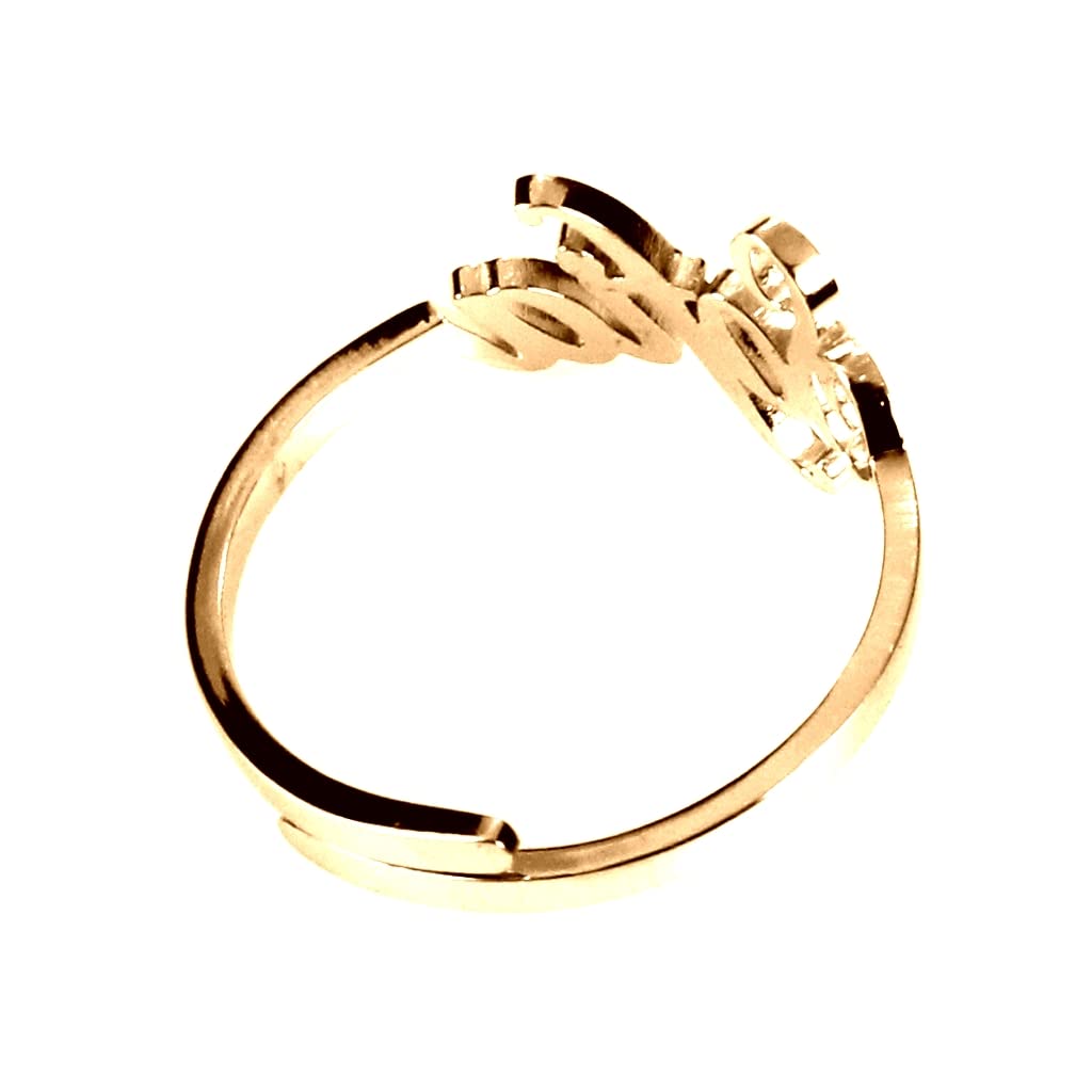 Flowers Anello Donna Con Nome in Acciaio inossidabile, Scritta Nome in Corsivo. Misura regolabile