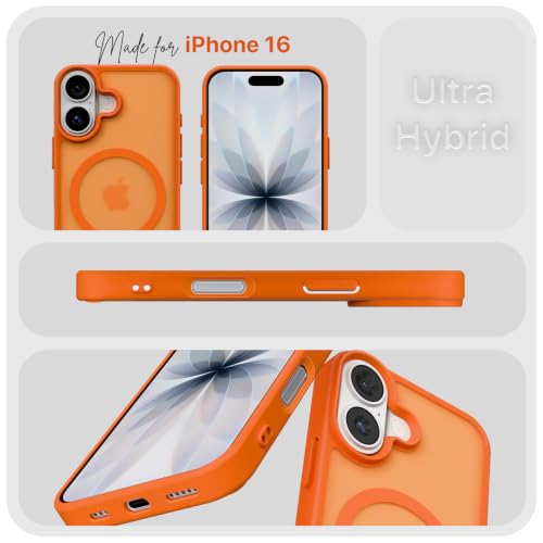 Image of Pikkme Back Cover for iPhone 16 | Mag-Safe Compatible | Smoke Frosted Transparent Matte Finish | Hard PC + Soft TPU | Shockproof | Raised Camera Protection Bumper Case (Orange Smoke Mag-Safe)