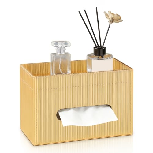 Cretkhp Rectangular Tissue Box Cover PU Leather Tissue Box Holder Rectangle