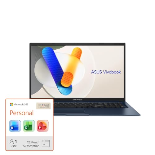 Image of ASUS Vivobook 17 Laptop - 17.3 inch FHD, Intel Core 3 100U, 8GB RAM, 512GB SSD, Windows 11 + Microsoft 365 Personal 12-Month Subscription Bundle
