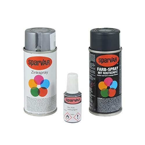 Arvotec Stabmatten Lack Reparatur RAL 7016 - anthrazit, Farbspray + Zinkspray + Lackstift - optimal für Kratzer und Beschädigungen an Stabmatten- & Metallzäunen