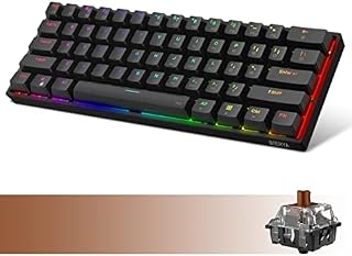 Dierya DK61E 60% Mechanical Gaming Keyboard,Gateron Optical Switch RGB Backlit Wired PBT Keycap Waterproof Type-C Mini Compact 61 Keys Computer Keyboard with Full Keys ProgrammableBrown switch