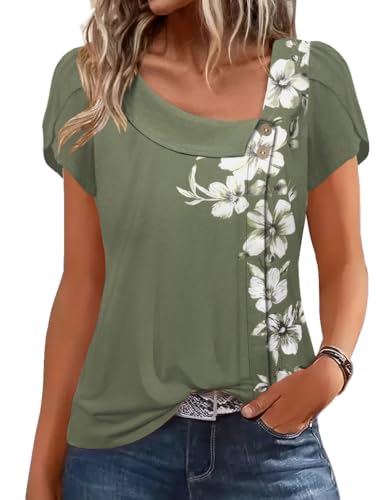 ETCYY NEW Womens Summer Tops Petal Sleeve Blouses for Women Dressy Casual Square Neck Tunic Shirts