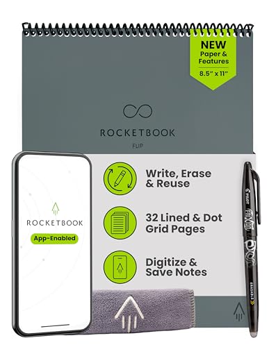Rocketbook Flip - �p�C���b�g�t���N�V�����y��1�{&�}�C�N���t�@�C�o�[�N���X1�{�t�� - �O���[�J�o�[�A���^�[�T�C�Y(8.5�C���` x 11�C���`)