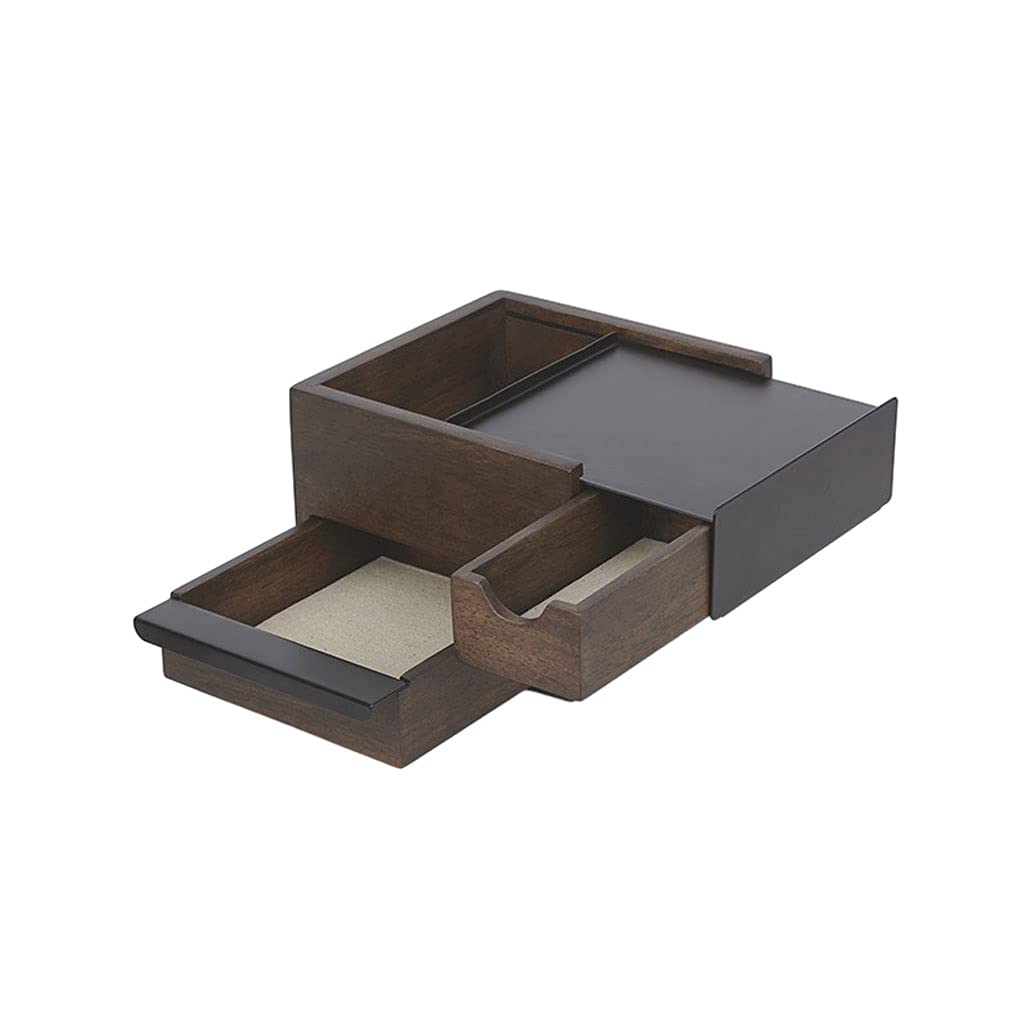 Joyero caja organizadora de joyas en nogal para evitar enredos en collares y pulseras