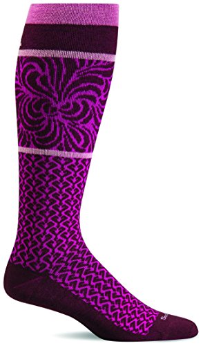 Sockwell Women's Art Deco Moderate Graduated Compression Sock, Port - Medium/Large