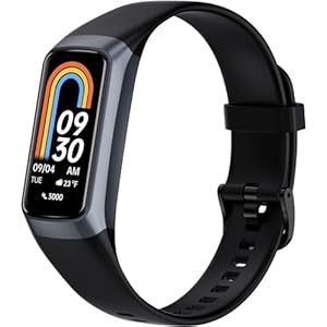 Fitness Tracker with Heart Rate Monitor, 1.1″ AMOLED Screen Smart Watch, Activity Tracker, Pedometer, Sports Bracelet with Calorie Counter, Sleep Monitor, 5ATM Waterproof for Women Men