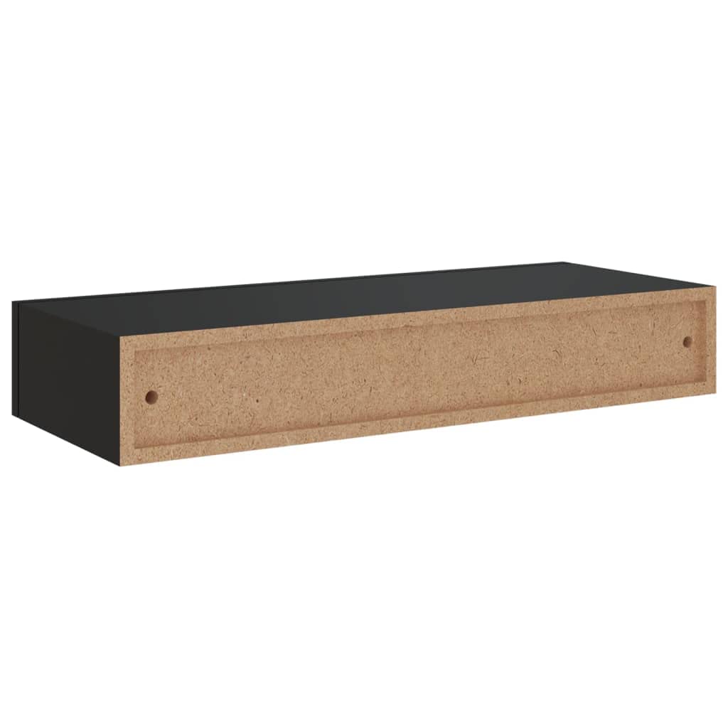 vidaXL Scaffale con Cassetti da Parete Nero 60x23,5x10 cm in MDF