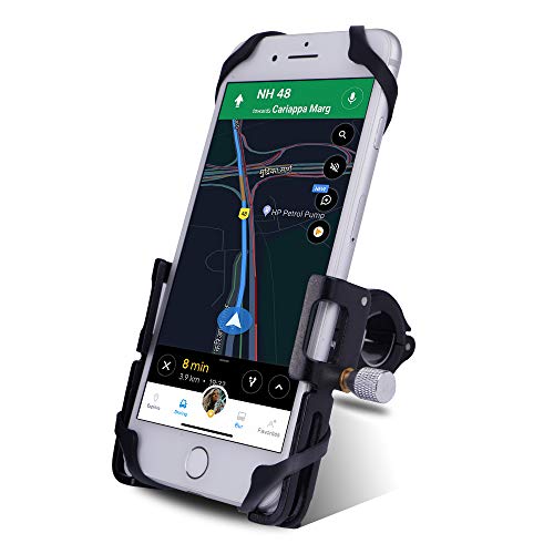 Phone Holder for Bike, Aluminum Alloy Bicycle & Motorcycle Cell Phone Mount Holder with 360° Rotation for Phones 4-6.5 Inch (Black)