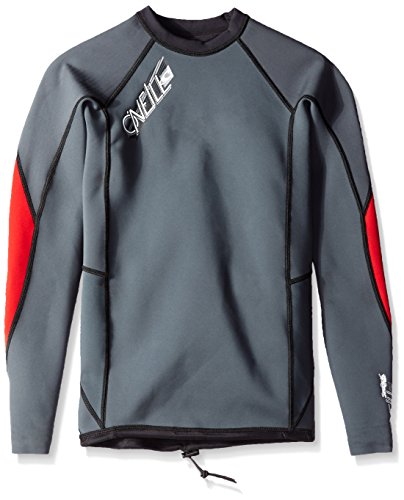 O'Neill Men's Superfreak 0.5mm Longsleeve Crew Vest, Graphite/Carbon Red/Red, X-Large