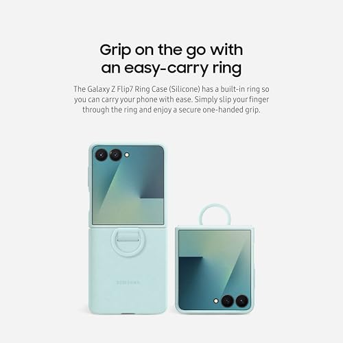 Image of Samsung Galaxy Z Flip7 Official Ring Phone Case Silicone, Easy to Carry, Soft, Sleek, US Version, Coral Red