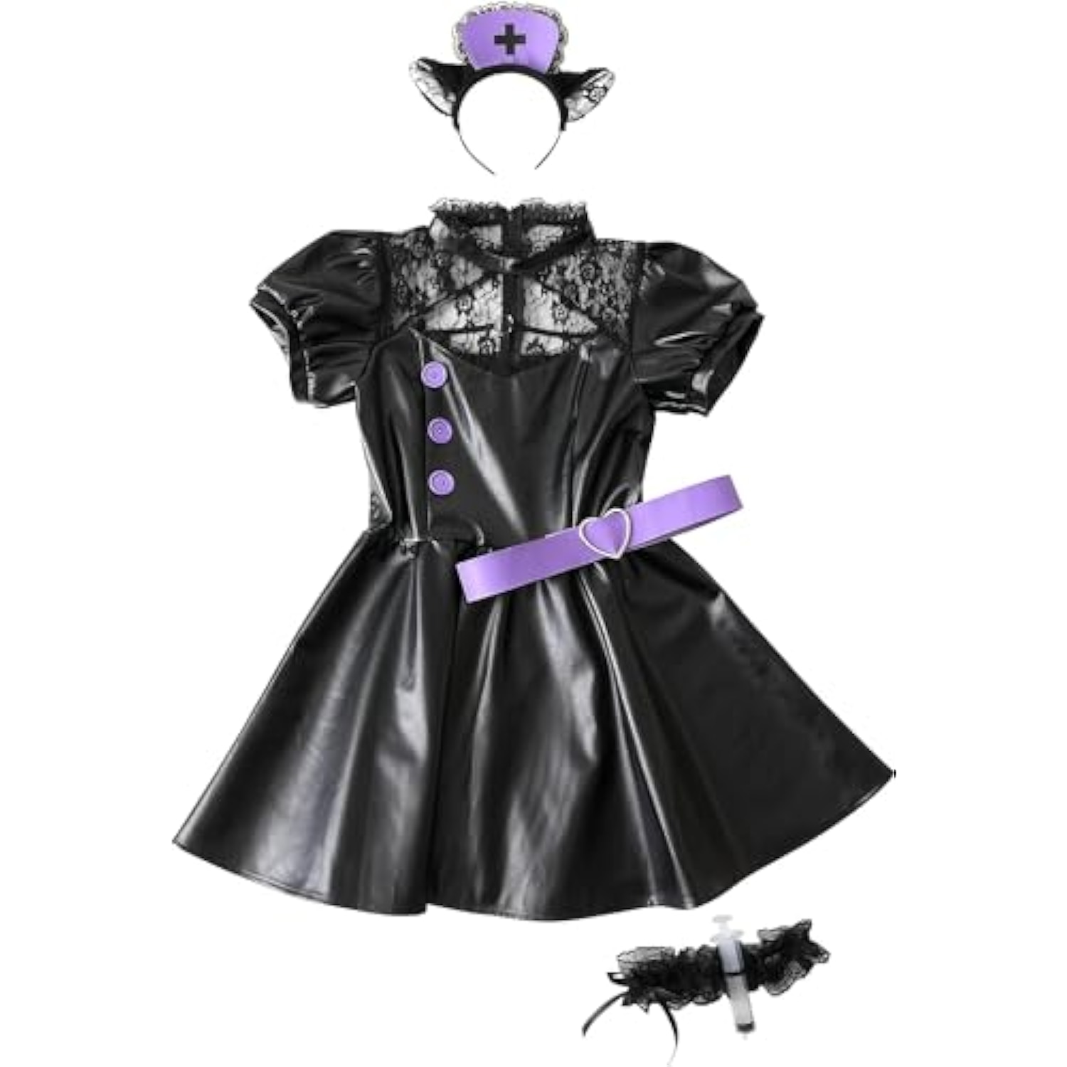 クリアストーン(Clearstone) フロイマイン コスプレ ハロウィン 真夜中ねこナース レディース ブラック 詳細画像2