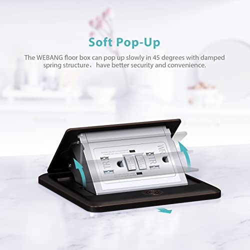 Webang Pop Up Floor Outlet Covers Box With 15 Amp Stainless Steel Gfci Tamper Resistant Rceptacle Outlet, Etl Listed, Oil Rubbed Bronze #TOP4