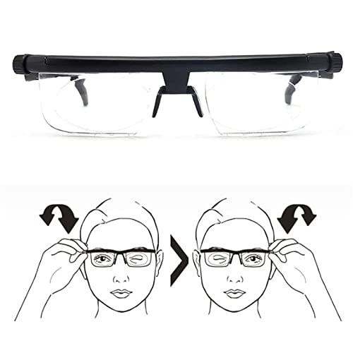 ASRIZE Focus Adjustable Lens Reading Myopia Glasses Men Women Variable Vision Strength Glasses Correction Binocular Focus Adjustable Lens Reading Uptodate 2022(Black)