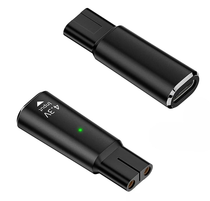 USB-C 4,3V Adaptador de Carga Cargador | Convertidor USB Tipo C con Luz LED para Afeitadora Eléctrica | Compatible con A00390 Philips OneBlade Norelco QP2620, QP2510, QP2515, QP2520, QP2522
