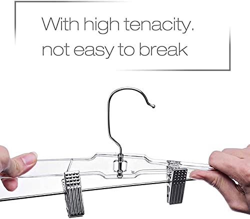 House Day FBA_B01M13TXC7 12 Pack 14 Inch Clear Plastic Skirt Hangers With Adjustable Clips, Pants Hangers 360-Rotating Swivel Hook thumb #6
