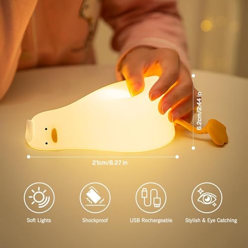 Image of LED Night Lights Touch Sensor, USB Rechargeable, 7-Color Changing Lamp for Kids' Room & Baby Gift | Night Light | (Sleeping-Duck)