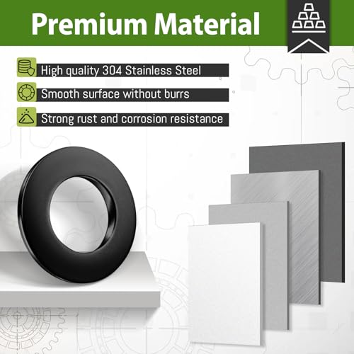 Jeboler Unterlegscheiben M8 Schwarz, 25 Stück Edelstahl Beilagscheiben DIN 125 A2 V2A Karosseriescheiben Flach Unterlegscheiben, Rostfreie Flat Washers für Schrauben & Muttern & Gewindestange