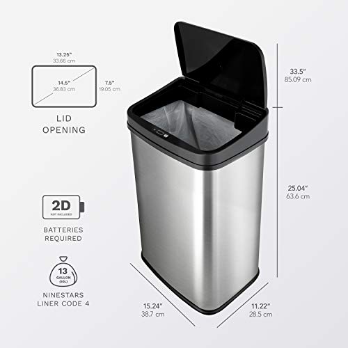 Ninestars TM50SKA003 Dzt-50-28 Automatic Touchless Motion Sensor Rectangular Trash Can thumb #2
