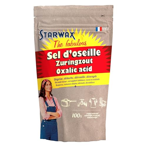 STARWAX FABULOUS Sel d'Oseille Acide Oxalique, 1kg, Poudre minérale pure 99,5%, Blanchit textiles et bois, Dégrise le bois, Élimine rouille, Désoxyde métaux...