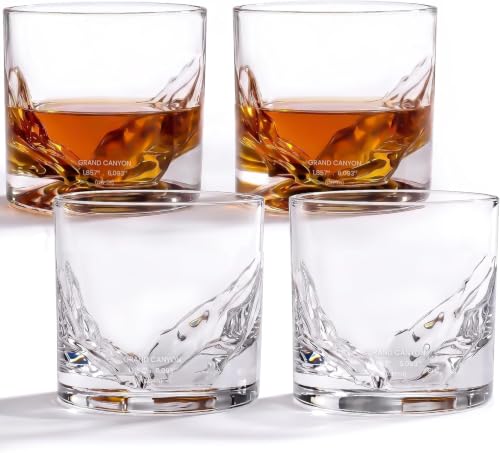 Image of LIITON Grand Canyon Whiskey Glasses, Set of 8, 10oz, Bourbon Glass | Thick Freezable Crystal Rock Glasses, Old fashioned Whiskey Gifts for Men, Cocktails, Scotch Glasses