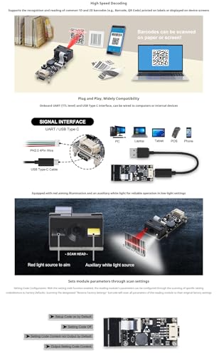 Lecteur code barre 2D encastrable USB et TTL UART pour de l'intégration automatique - 6