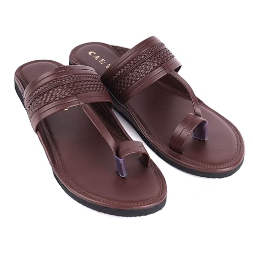 Image of CANVI Stylish Fancy & Comfortable Men's Kolhapuri Chappal Sandal Slipper for Men Stylish Faux Leather Men's Kolhapuri Slippers Thong Sandals for Men Stylish & Comfortable