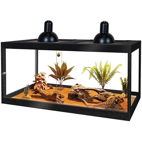 Prolee Reptile Terrarium Tank Up to 78 Gallon, Lizard Tank Bearded Dragon Tank with Metal Mesh Roof Door, Snake Tank with Lock Design (Black, 60 Gallon Volume, 40 Inch Length) Cover